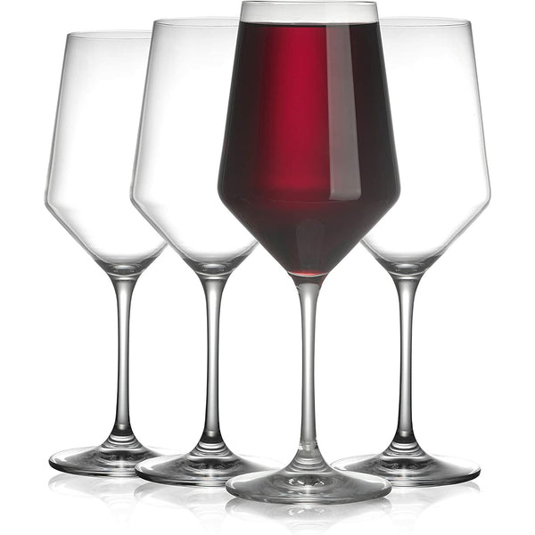 Modvera Stemmed Wine Glasses with Elongated Bowl Design,  Crystal, Perfect for Red and White Wine for Your Next Event, Wine Glass Set  Sommeliers Will Love - 18 oz, Set of