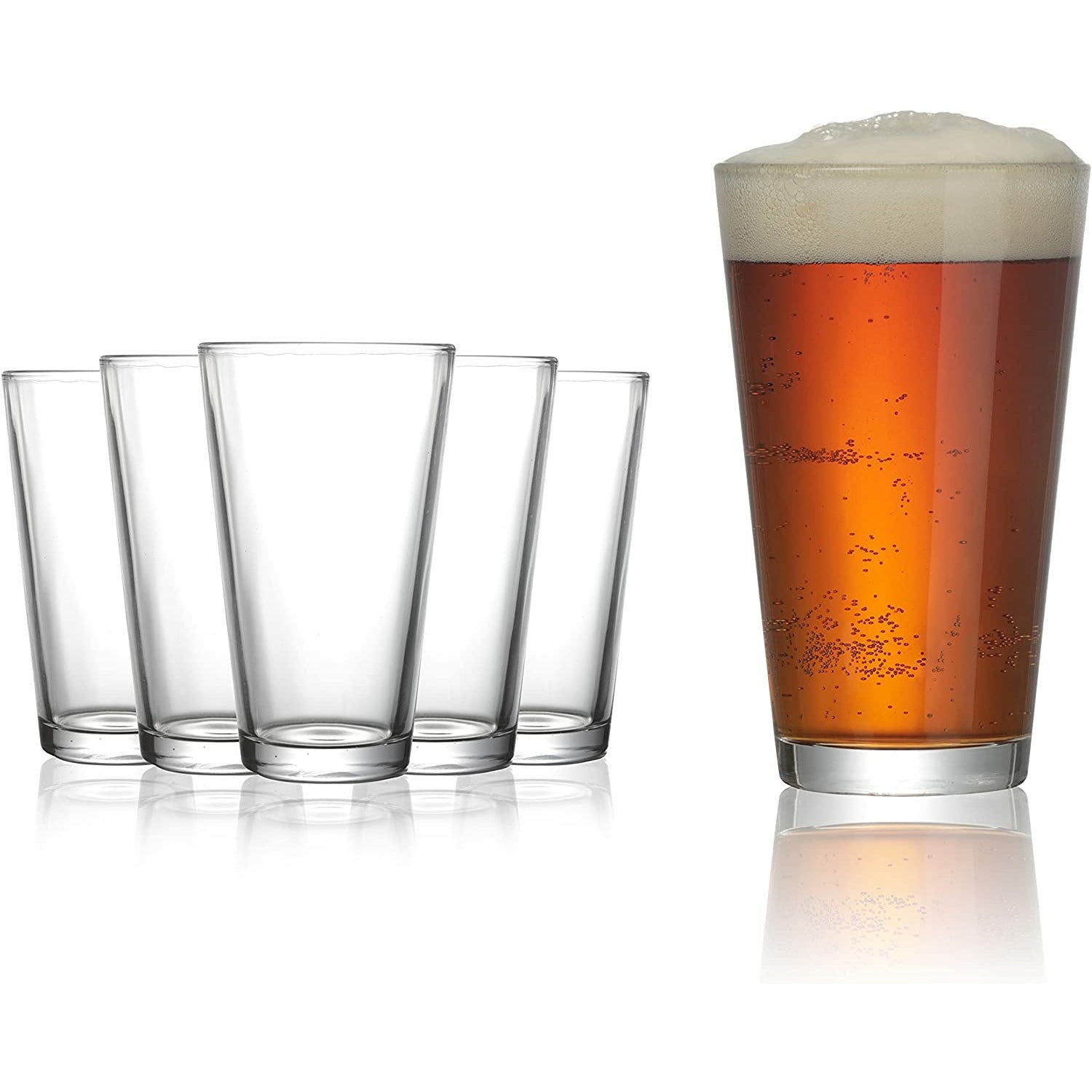 Pint Glasses Set of 6 - 16 oz Drinking Glasses Made for Cold Beverages - 16  oz Mixing Glass & Highba…See more Pint Glasses Set of 6 - 16 oz Drinking